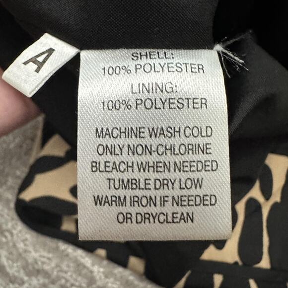 LOFT Dress Womens 8 Brown Black Animal Print Long Sleeve Shift Pockets Career - Picture 8 of 14